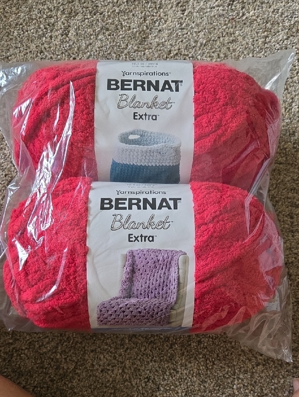 Bernat Blanket Extra Plush Yarn - Crimson (2 Pack)